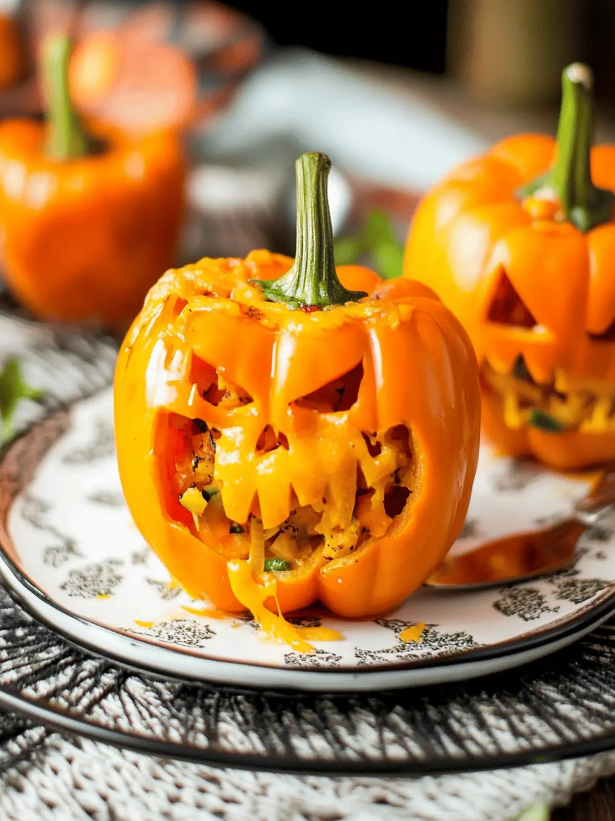 Jack-O-Lantern Stuffed Peppers