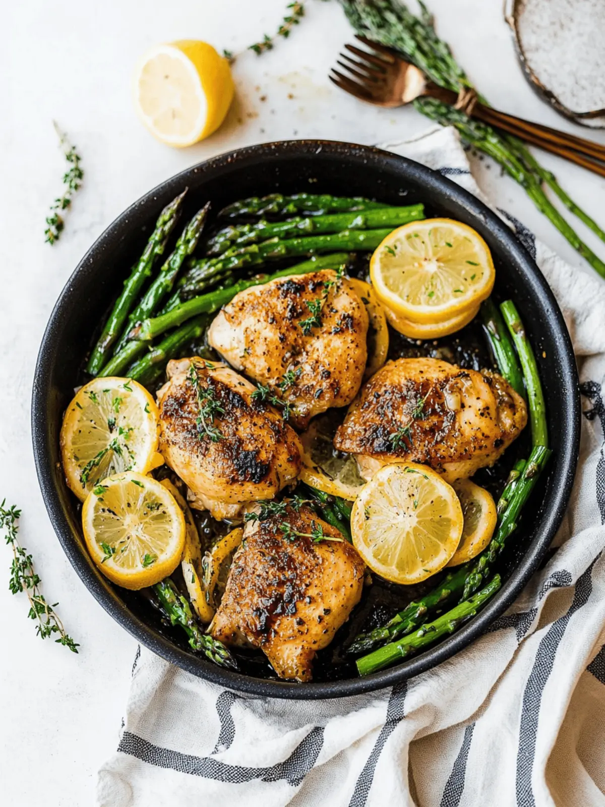 One Pan Lemon Garlic Chicken & Asparagus