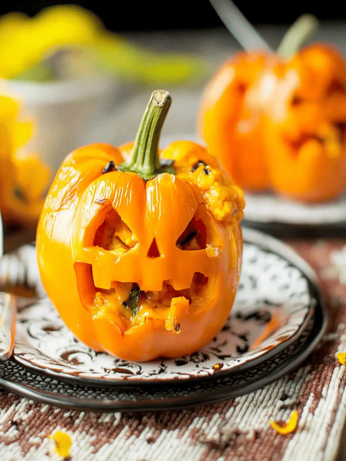 Jack-O-Lantern Stuffed Peppers