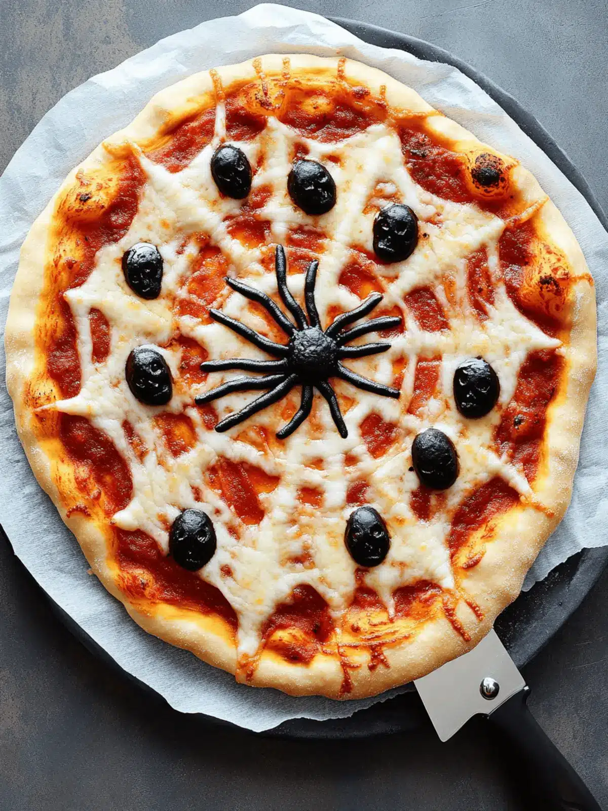 Creepy Halloween Spider Web Pizza