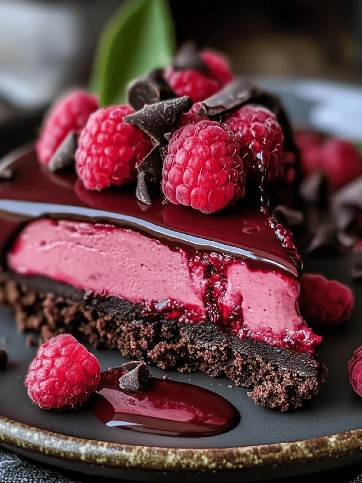 Dark Chocolate Raspberry Cheesecake