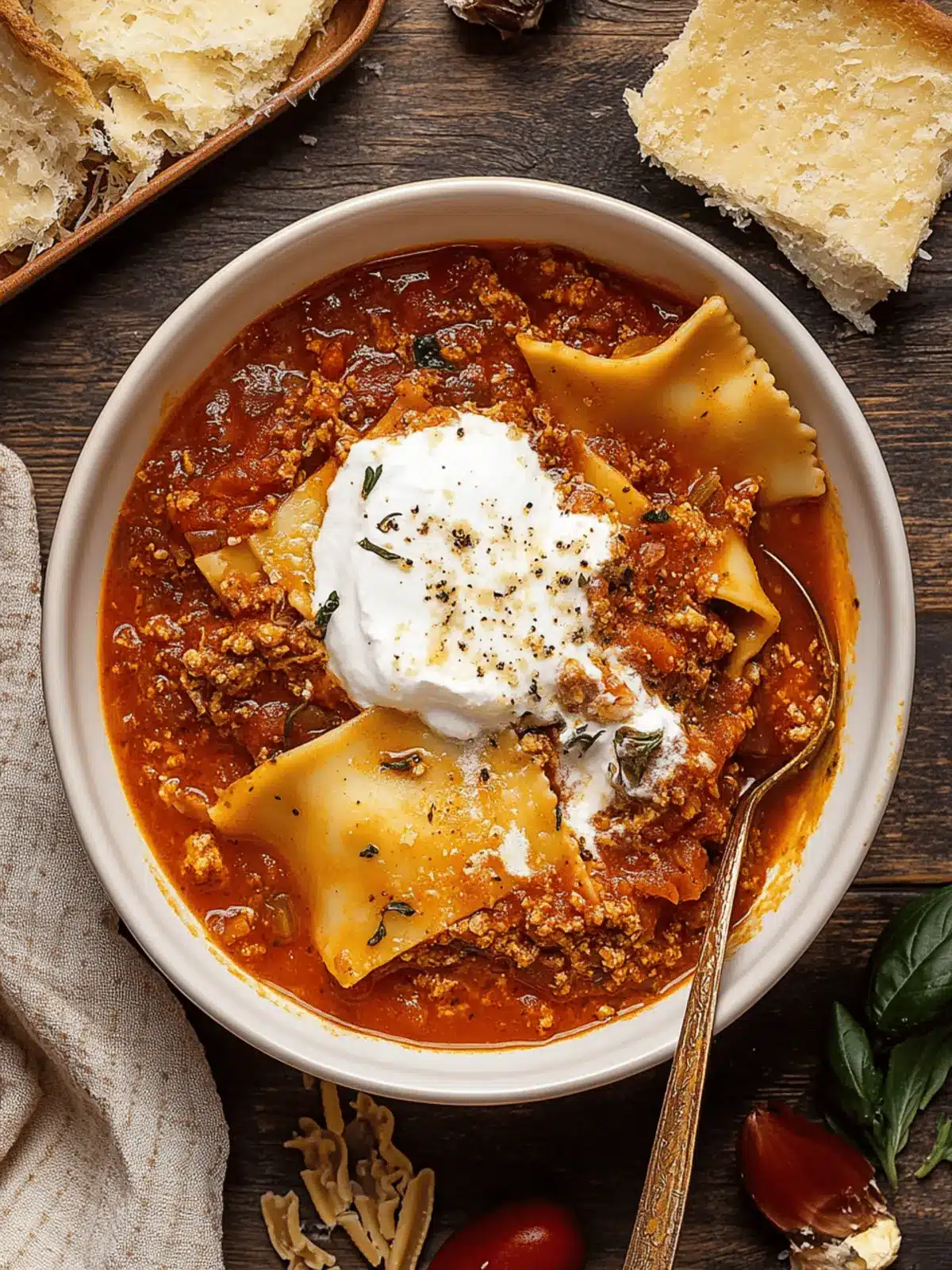 Comforting Vegetarian Lasagna Soup