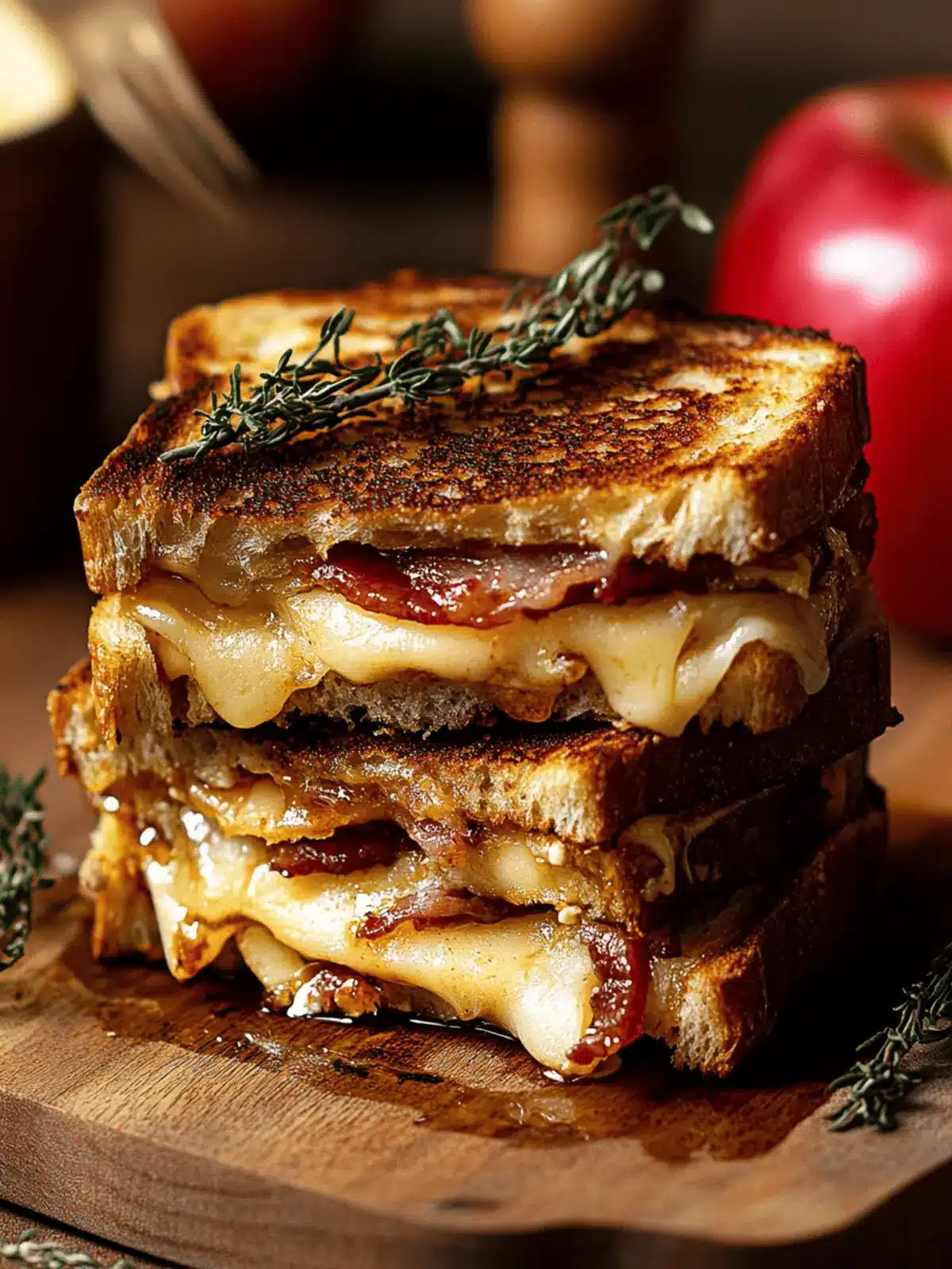 Hot Honey Apple Cheddar Bacon Grilled Cheese