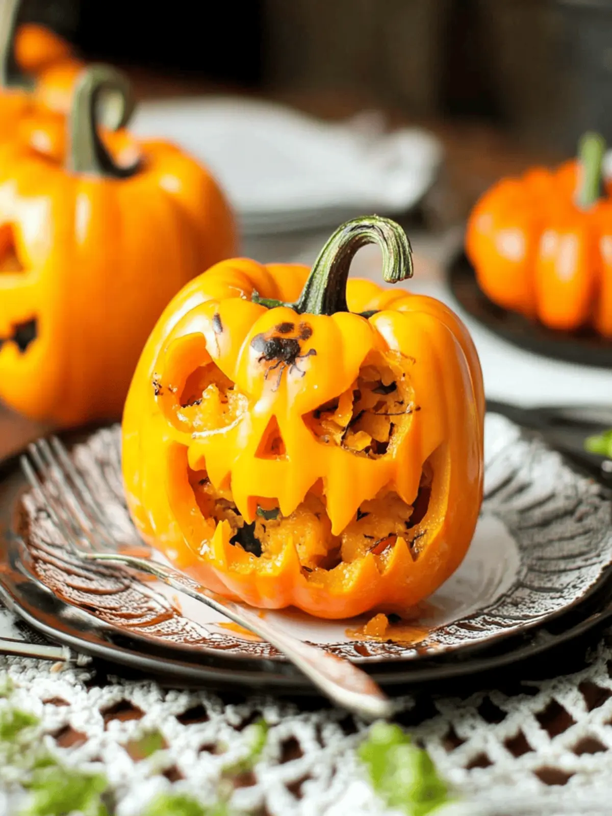 Jack-O-Lantern Stuffed Peppers