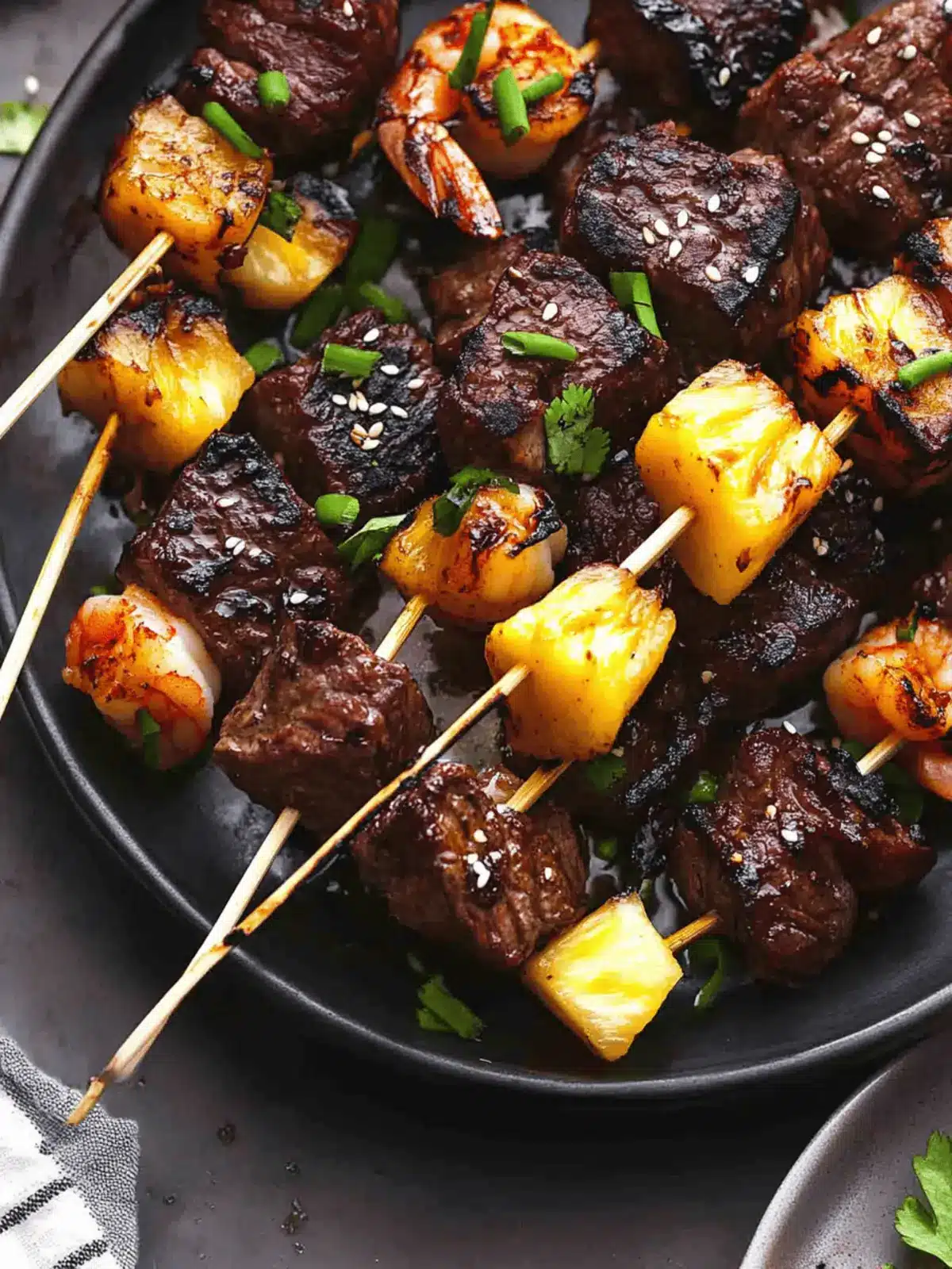 Teriyaki Steak and Shrimp Kabobs with Pineapple