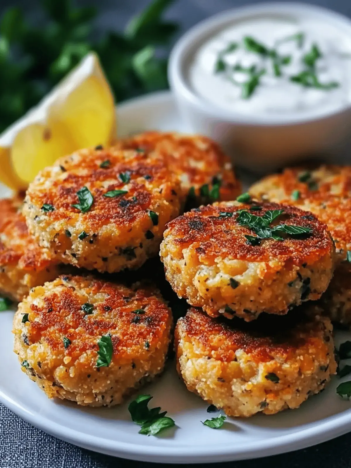 Mediterranean Lemon Chickpea Patties with Yogurt Sauce