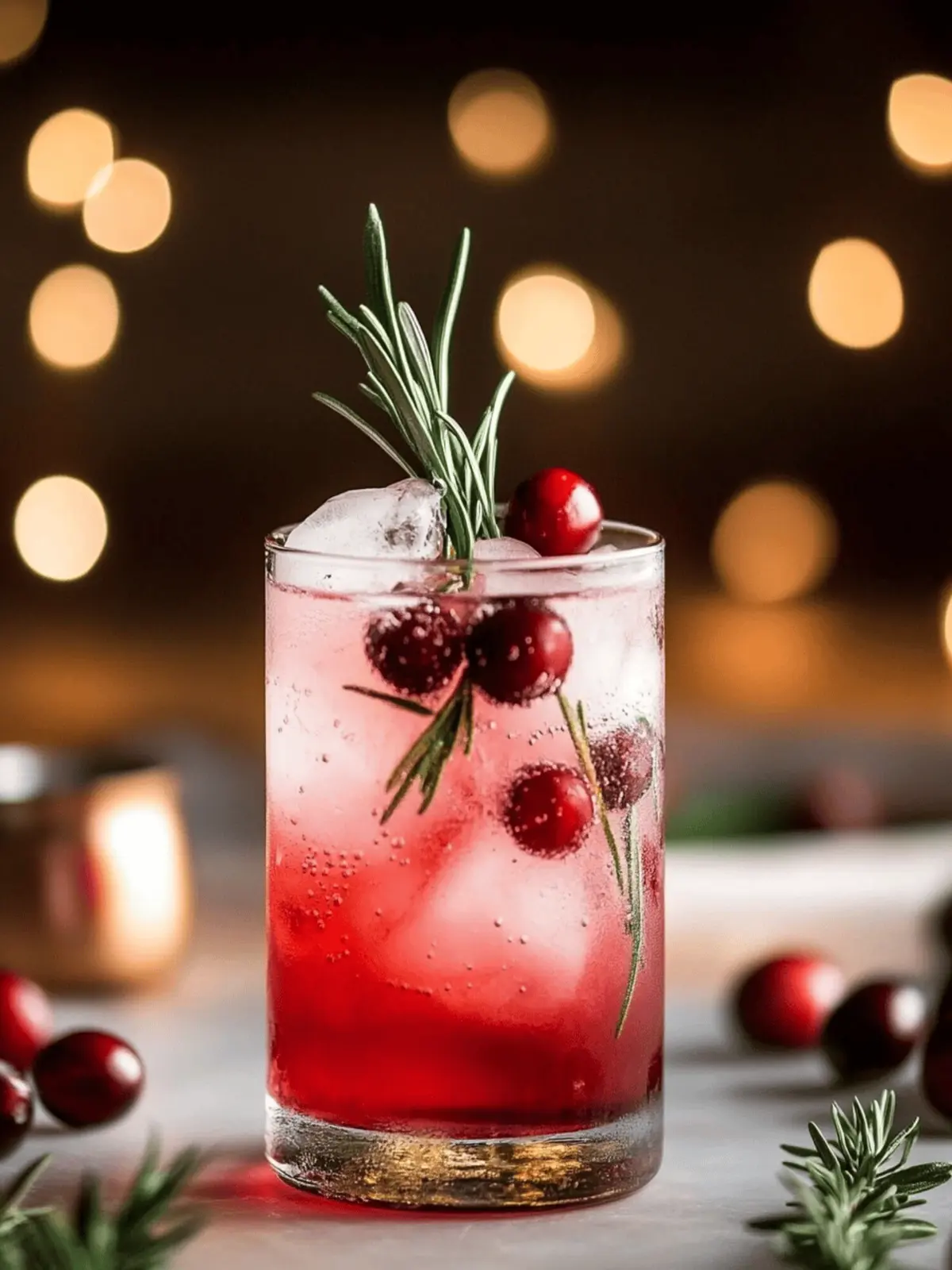 Rosemary Cranberry Gin Fizz Cocktail