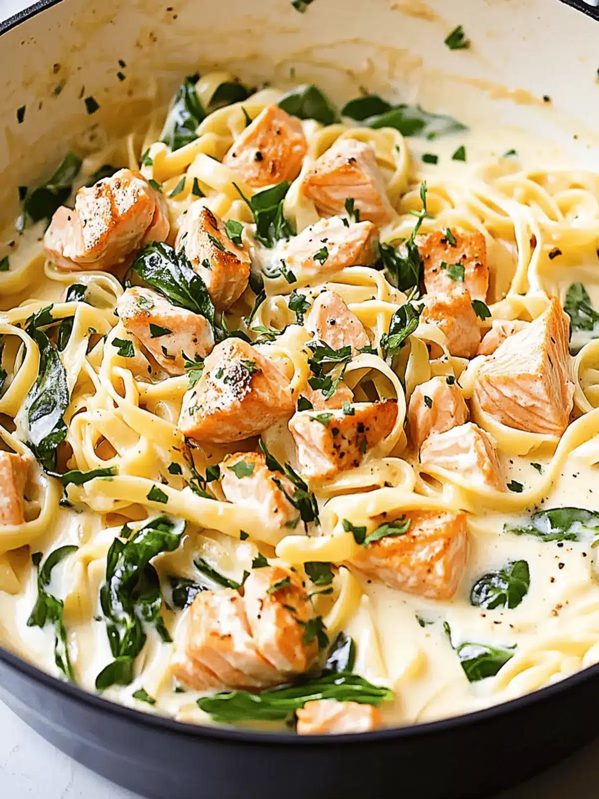 Creamy Salmon Pasta with Mixed Greens