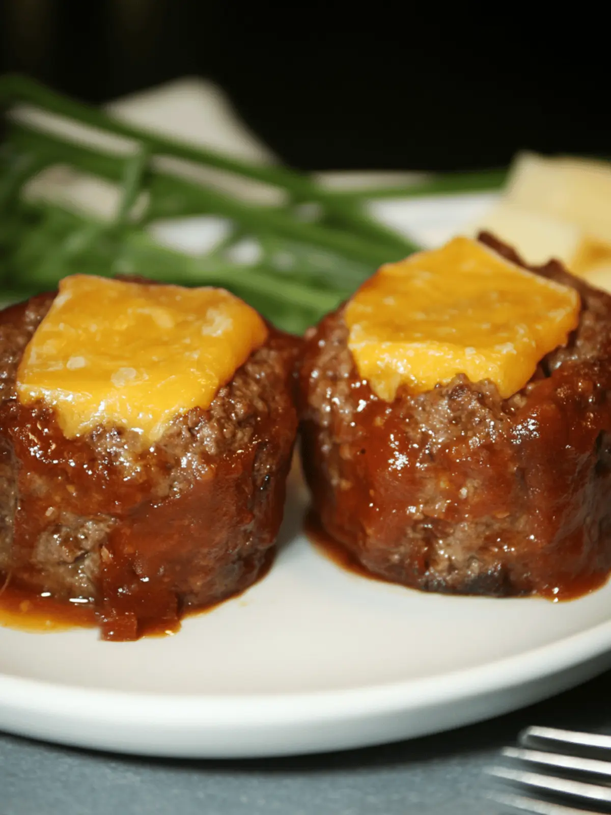 Cheddar-Stuffed Mini Meatloaves with Chipotle Kick 4 Cheddar-Stuffed Mini Meatloaves