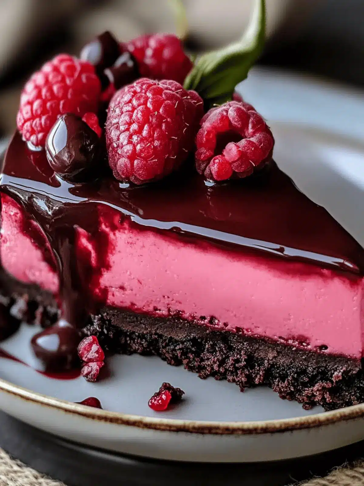 Dark Chocolate Raspberry Cheesecake