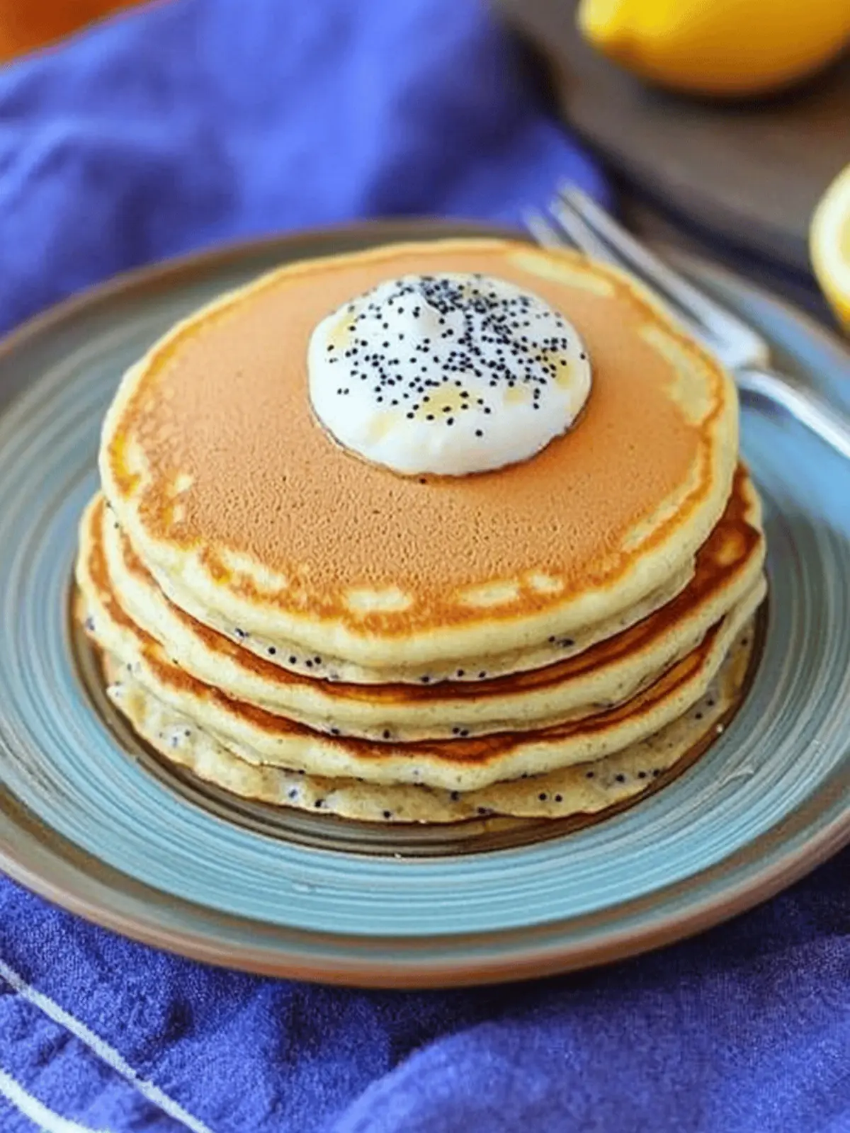Lemon Poppy Seed Cottage Cheese Pancakes