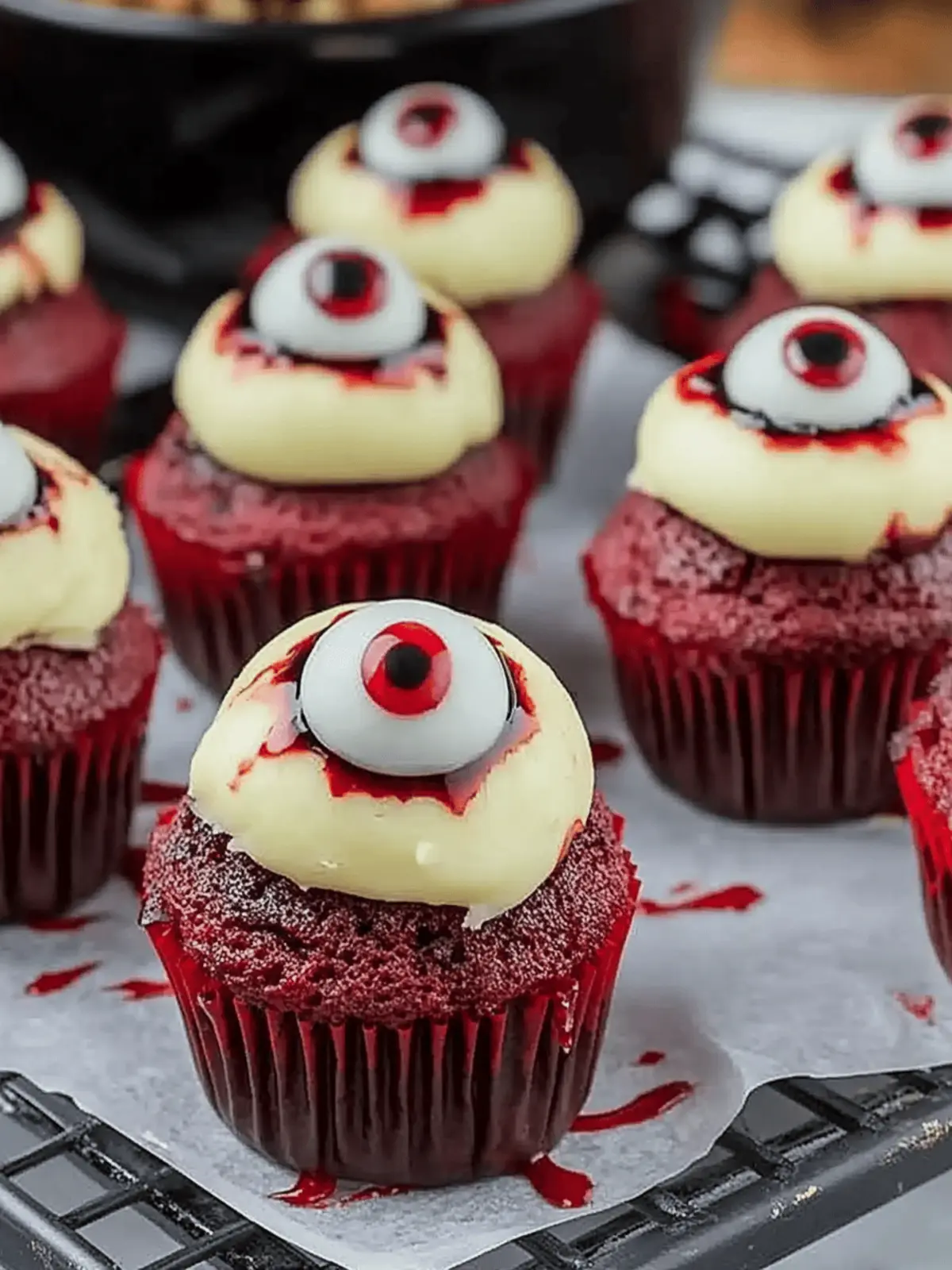 Red Velvet Halloween Eyeball Cupcakes