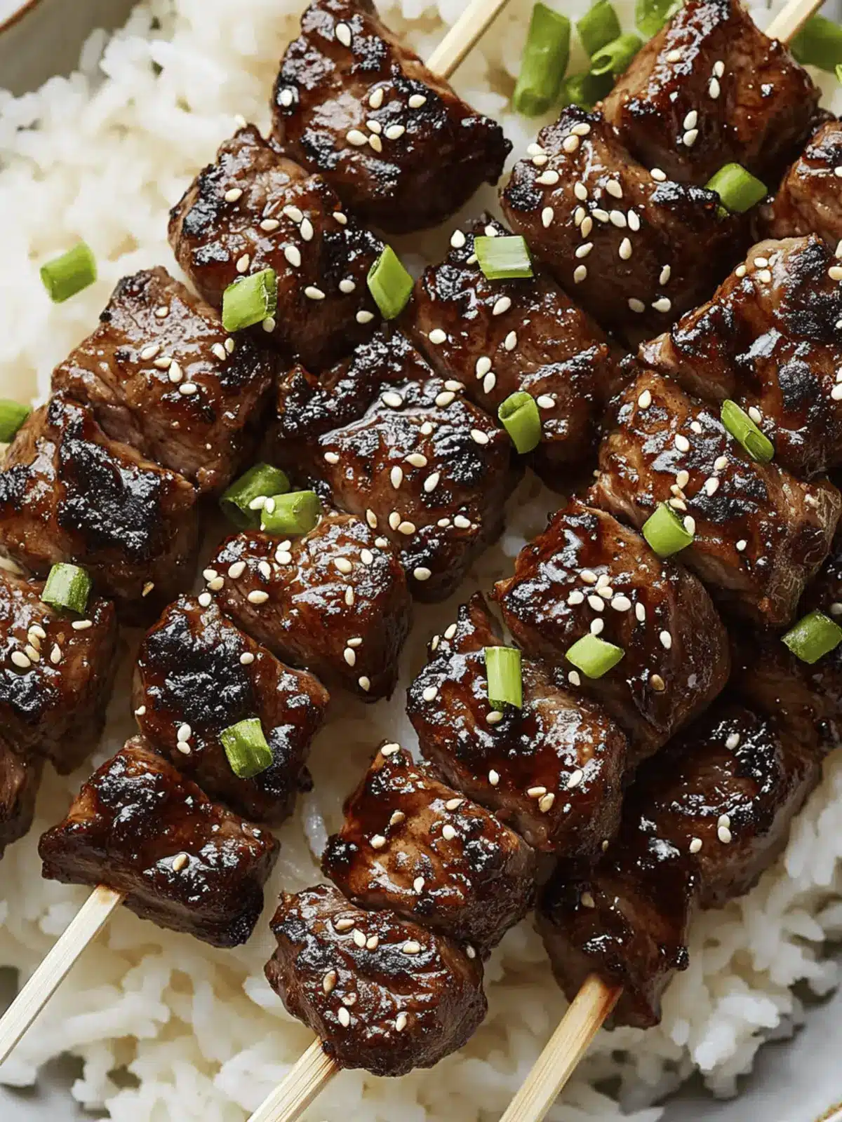 Sticky Soy Steak Skewers