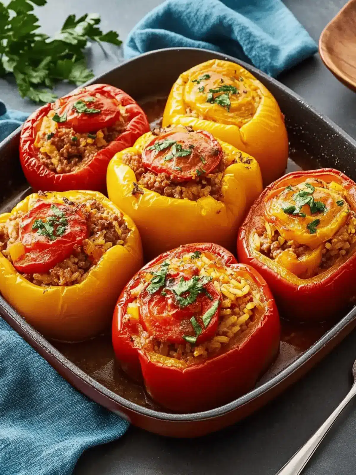 Beef and Rice Stuffed Peppers