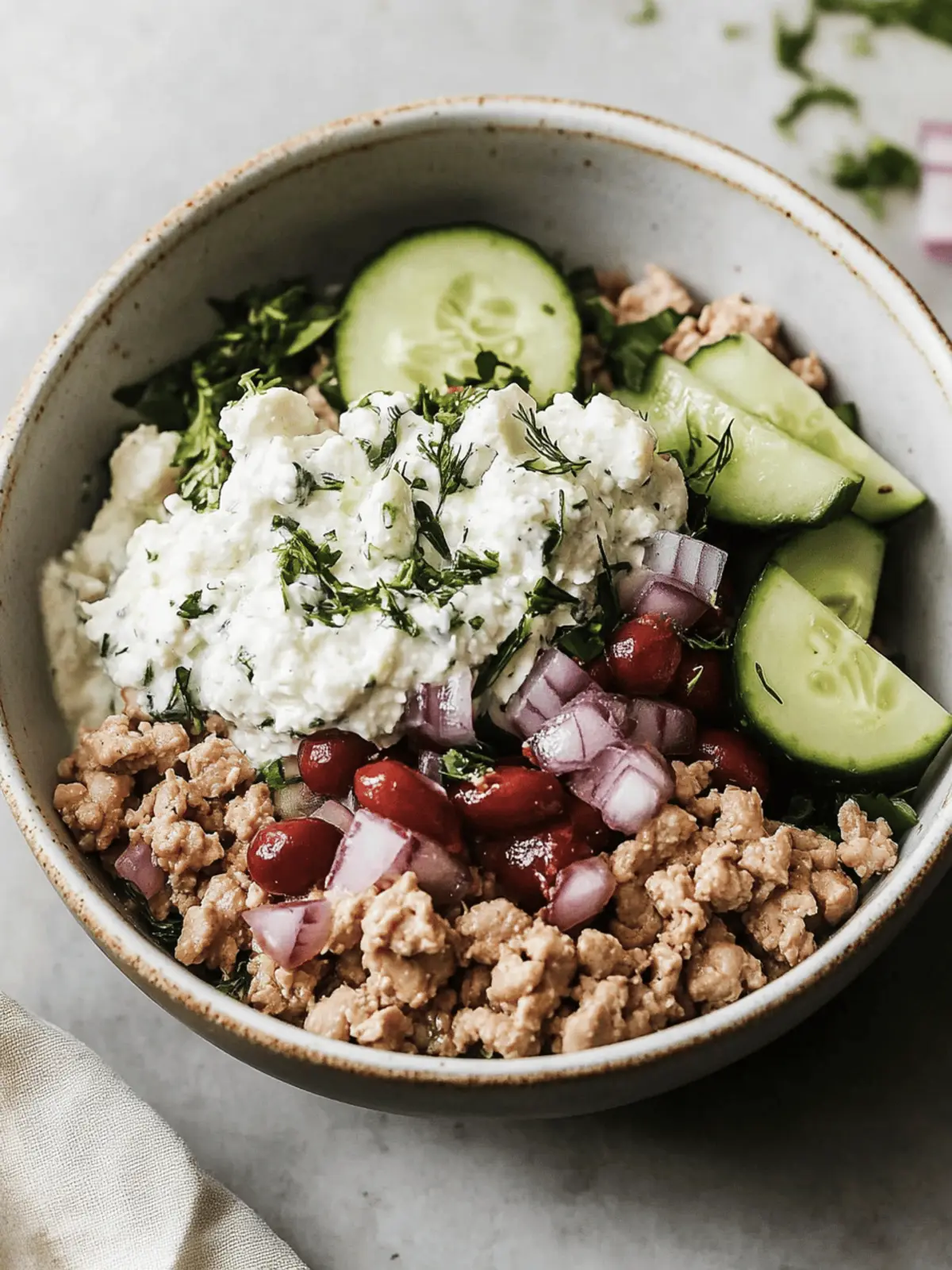 Healthy Greek Ground Chicken Bowls