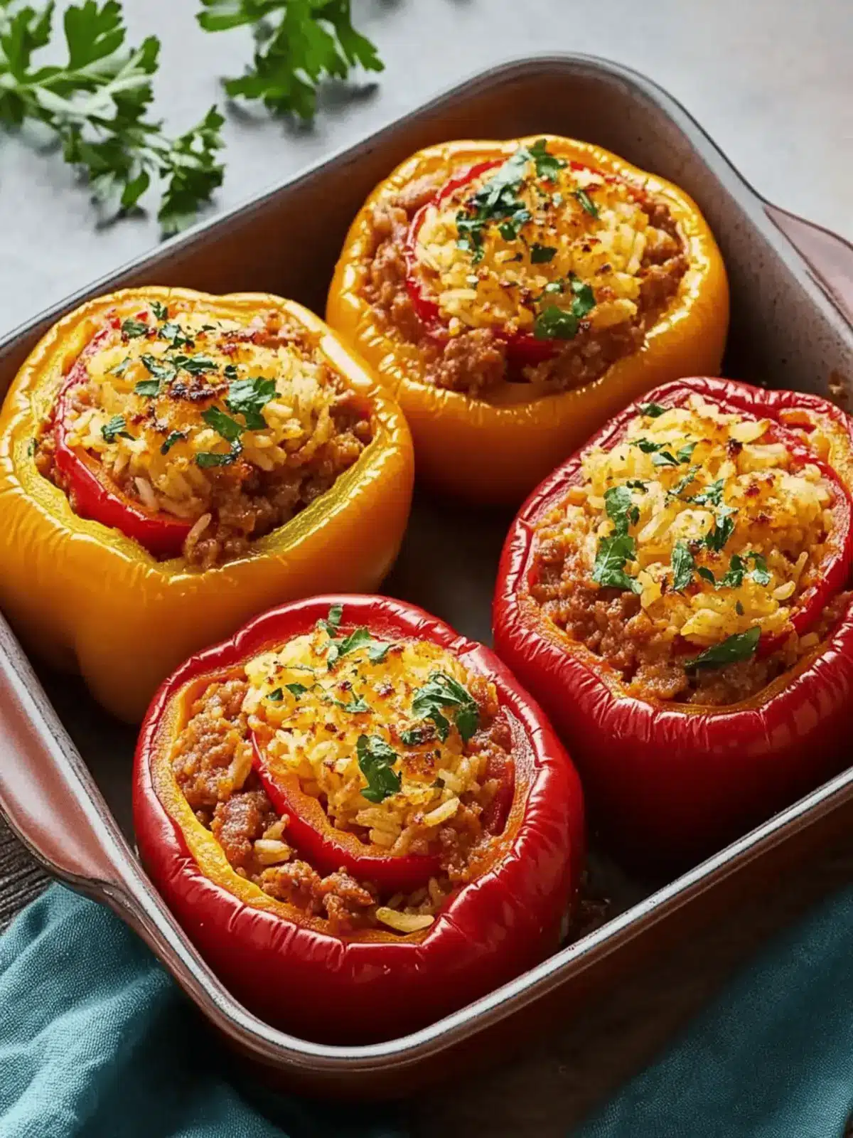 Beef and Rice Stuffed Peppers