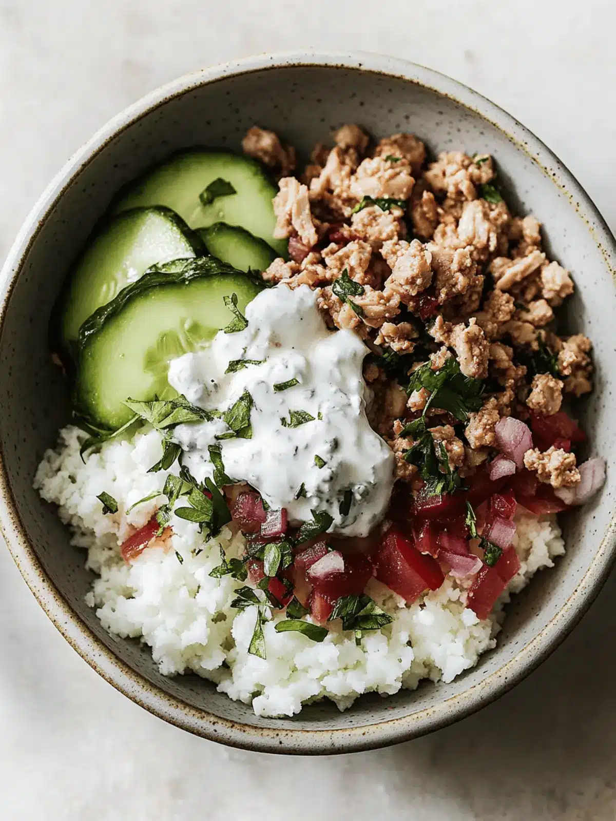 Healthy Greek Ground Chicken Bowls
