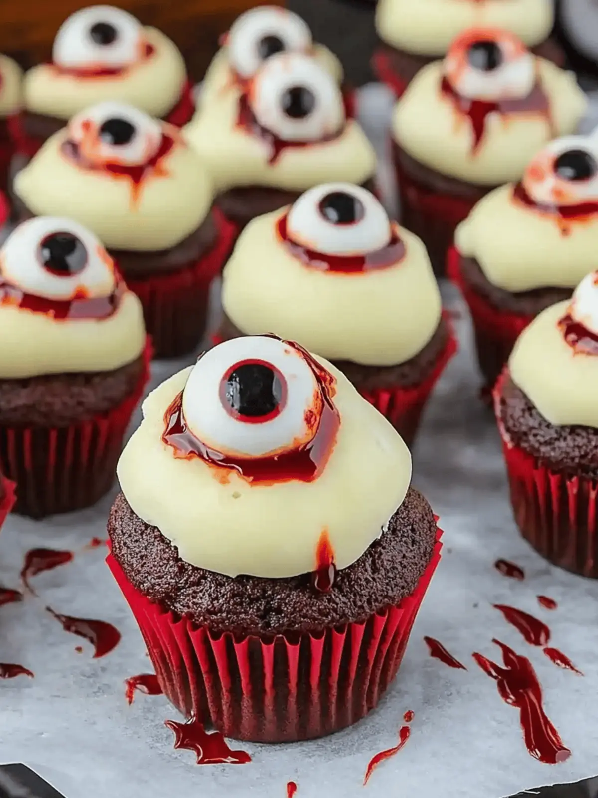Red Velvet Halloween Eyeball Cupcakes