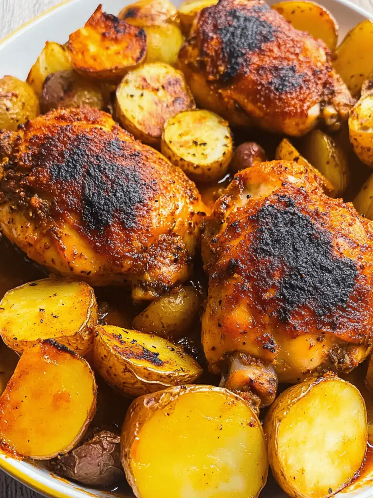 BBQ Chicken Thighs with Roasted Potatoes