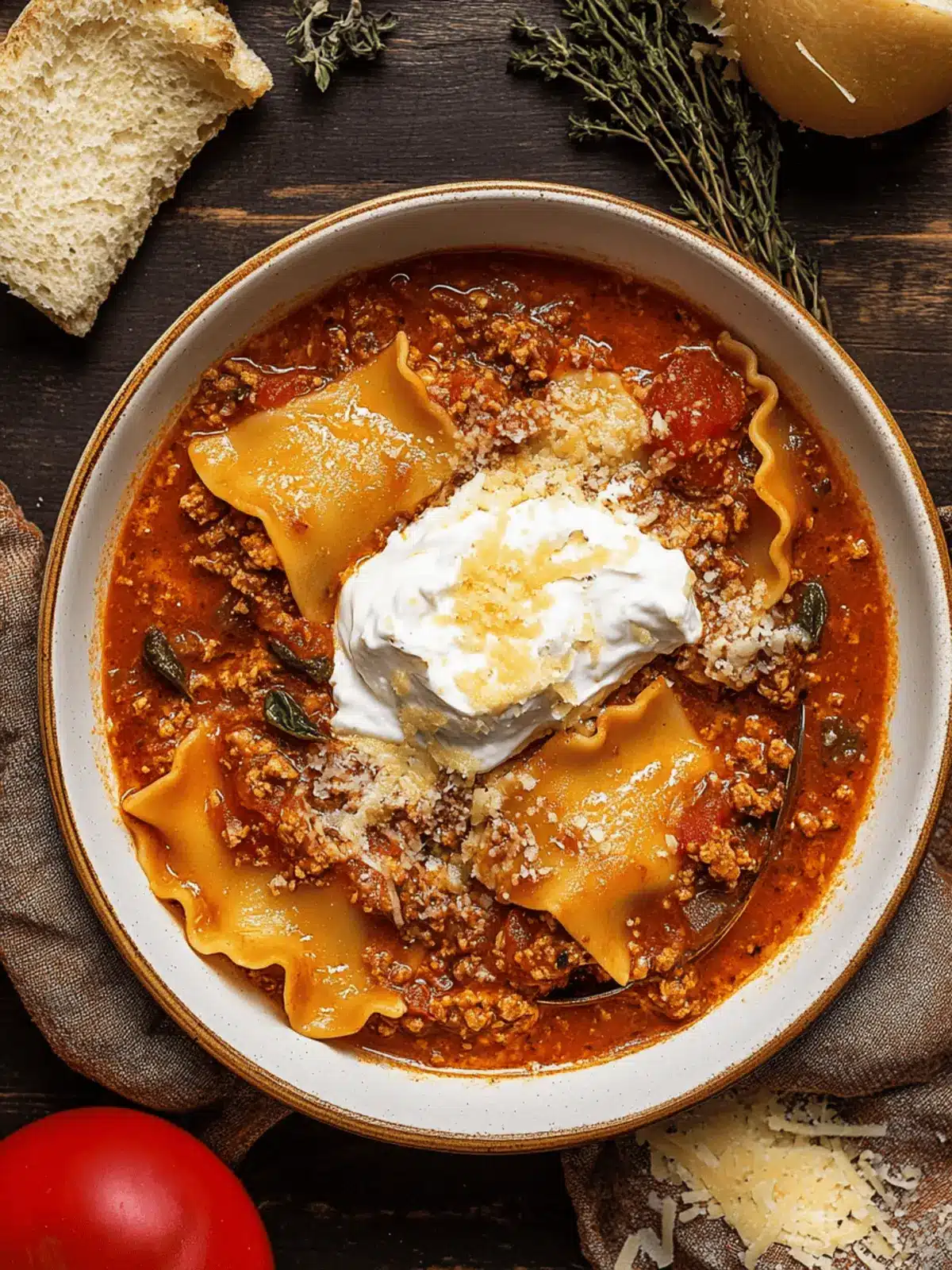 Comforting Vegetarian Lasagna Soup