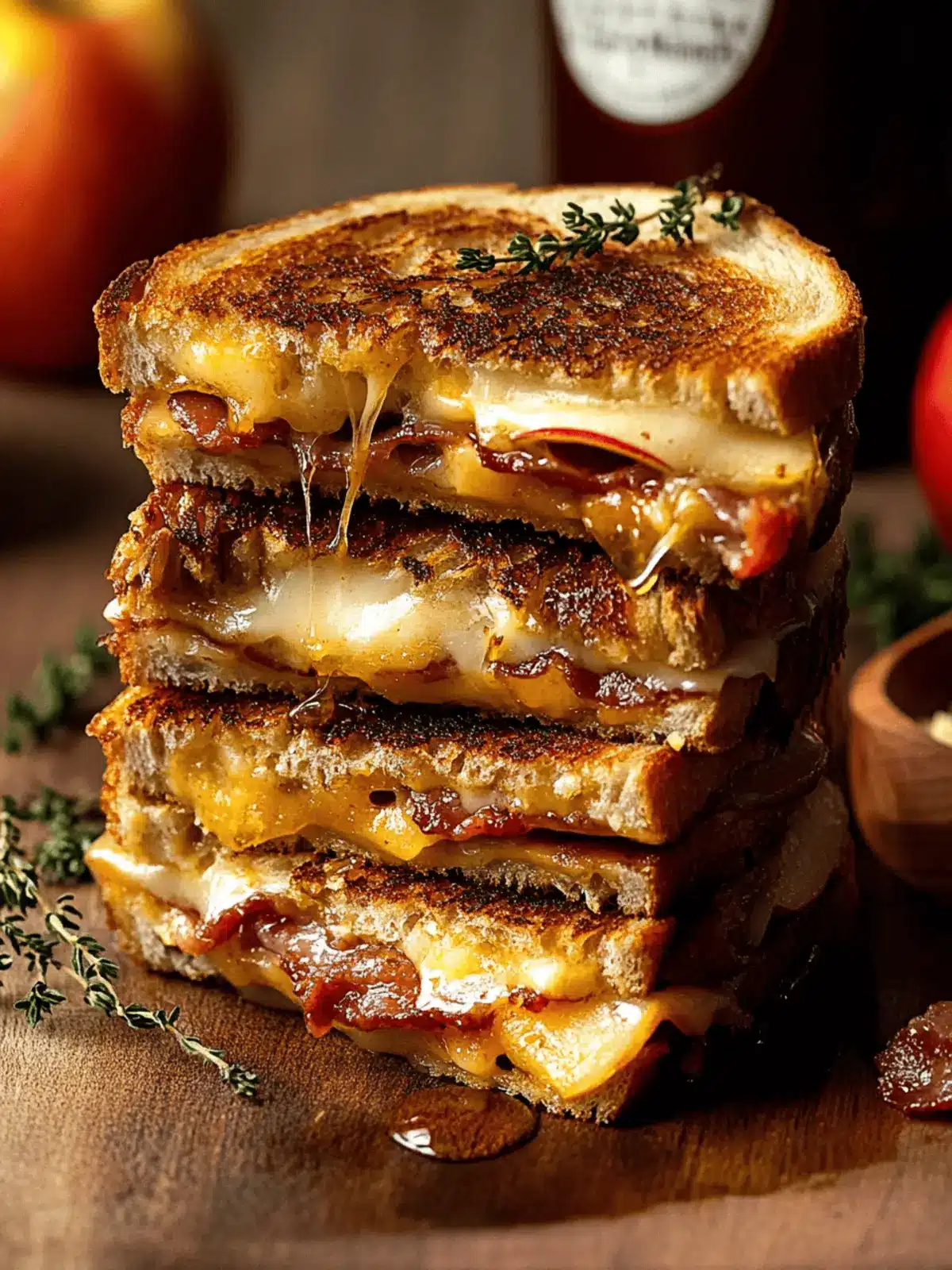 Hot Honey Apple Cheddar Bacon Grilled Cheese