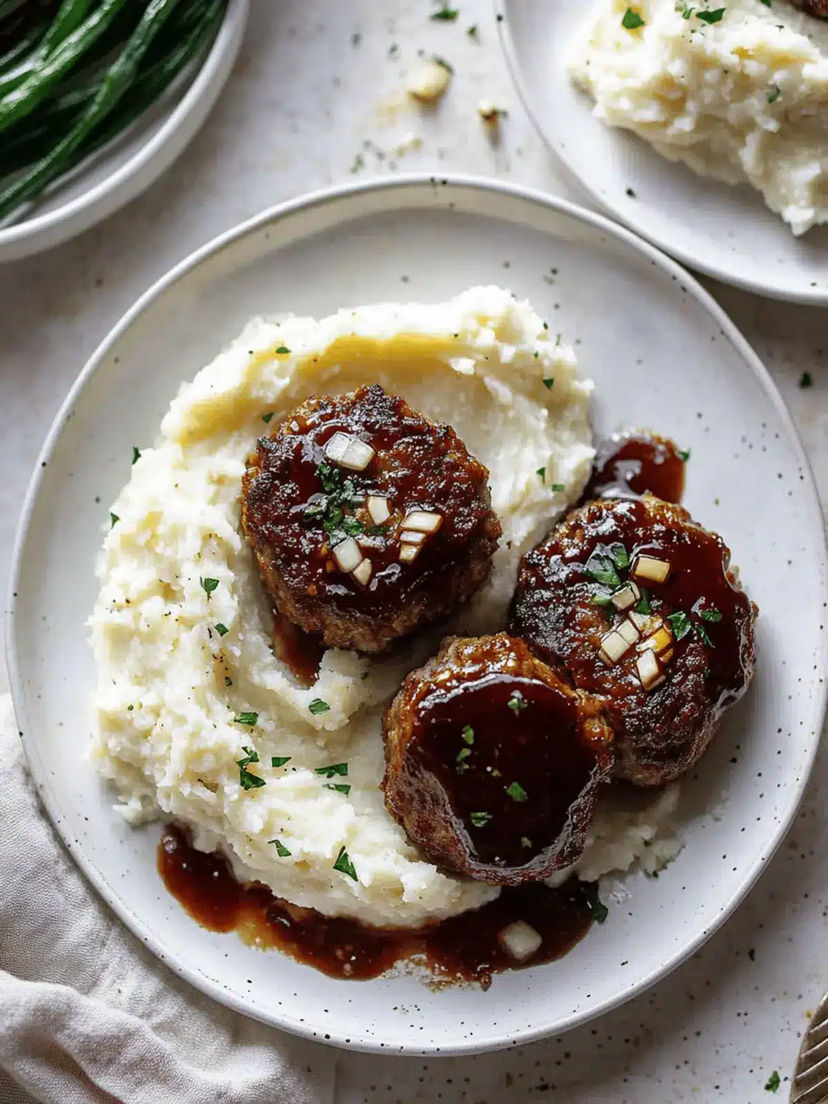 Mini Turkey Meatloaves with Roasted Garlic Cauliflower Mash