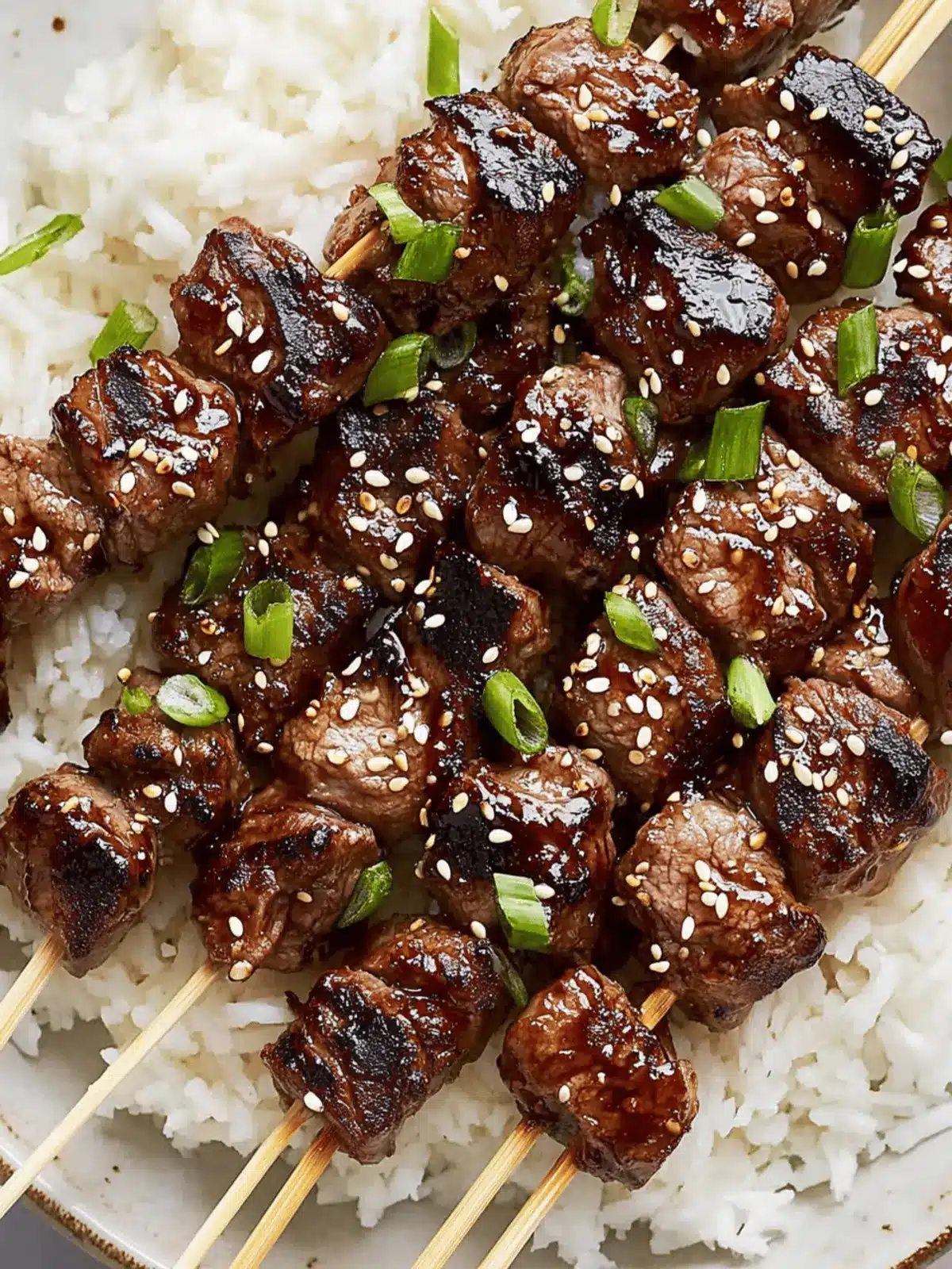 Sticky Soy Steak Skewers