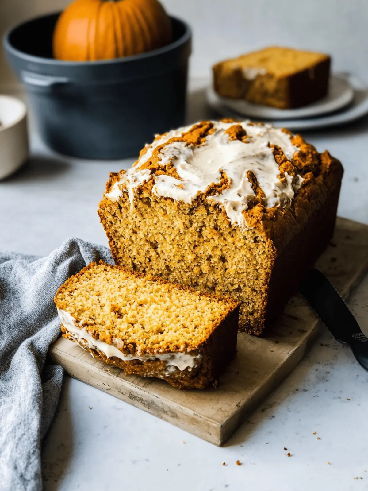 Pumpkin Bread with Cream Cheese Swirl