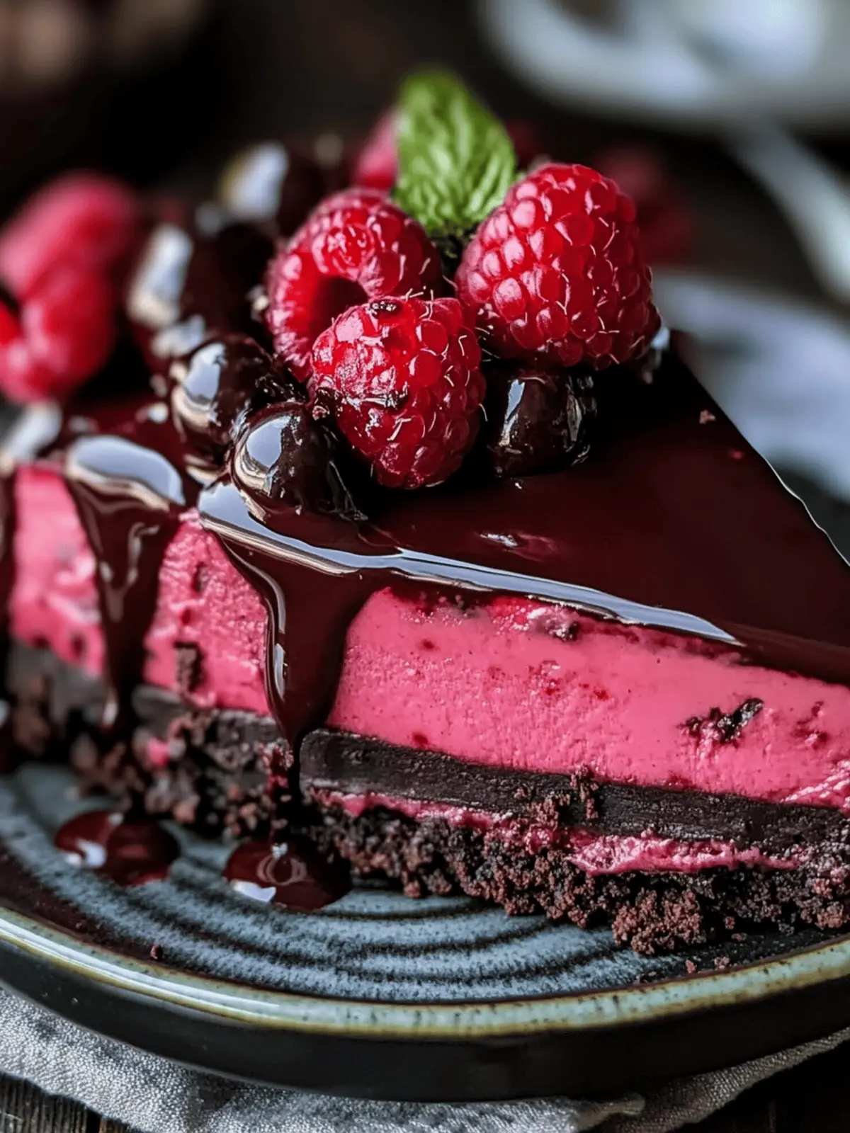 Dark Chocolate Raspberry Cheesecake