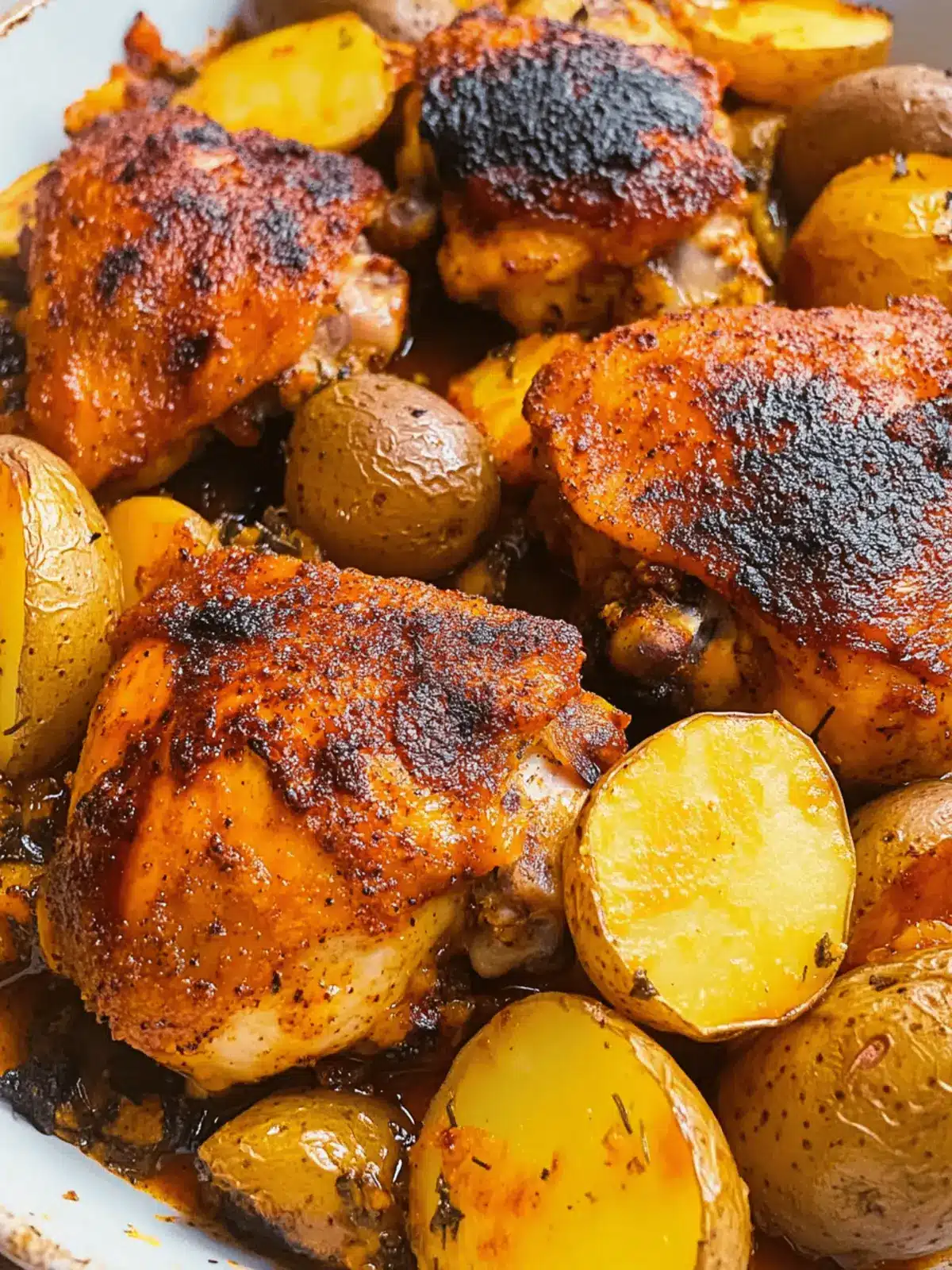 BBQ Chicken Thighs with Roasted Potatoes