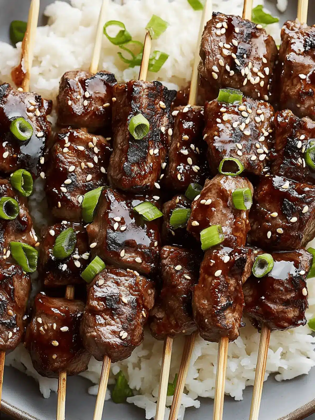 Sticky Soy Steak Skewers