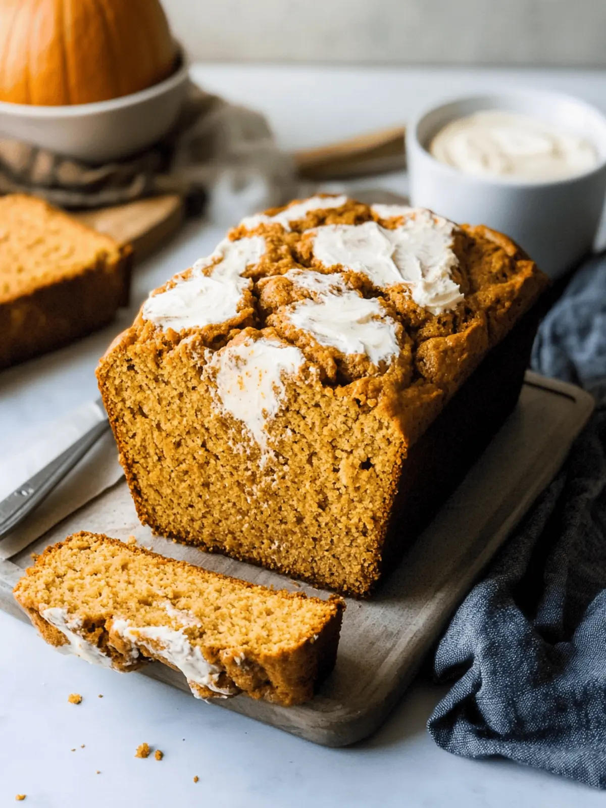 Pumpkin Bread with Cream Cheese Swirl