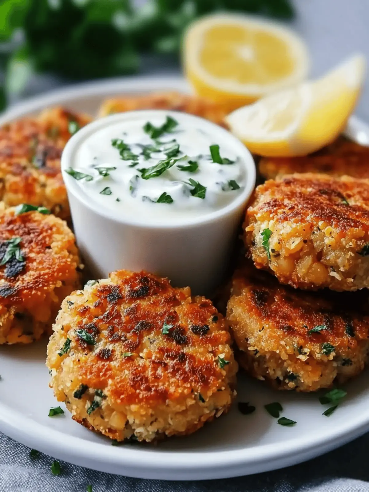 Mediterranean Lemon Chickpea Patties with Yogurt Sauce