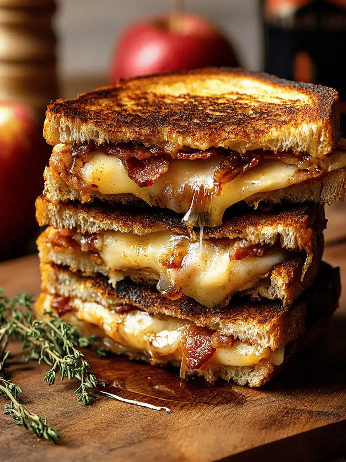 Hot Honey Apple Cheddar Bacon Grilled Cheese