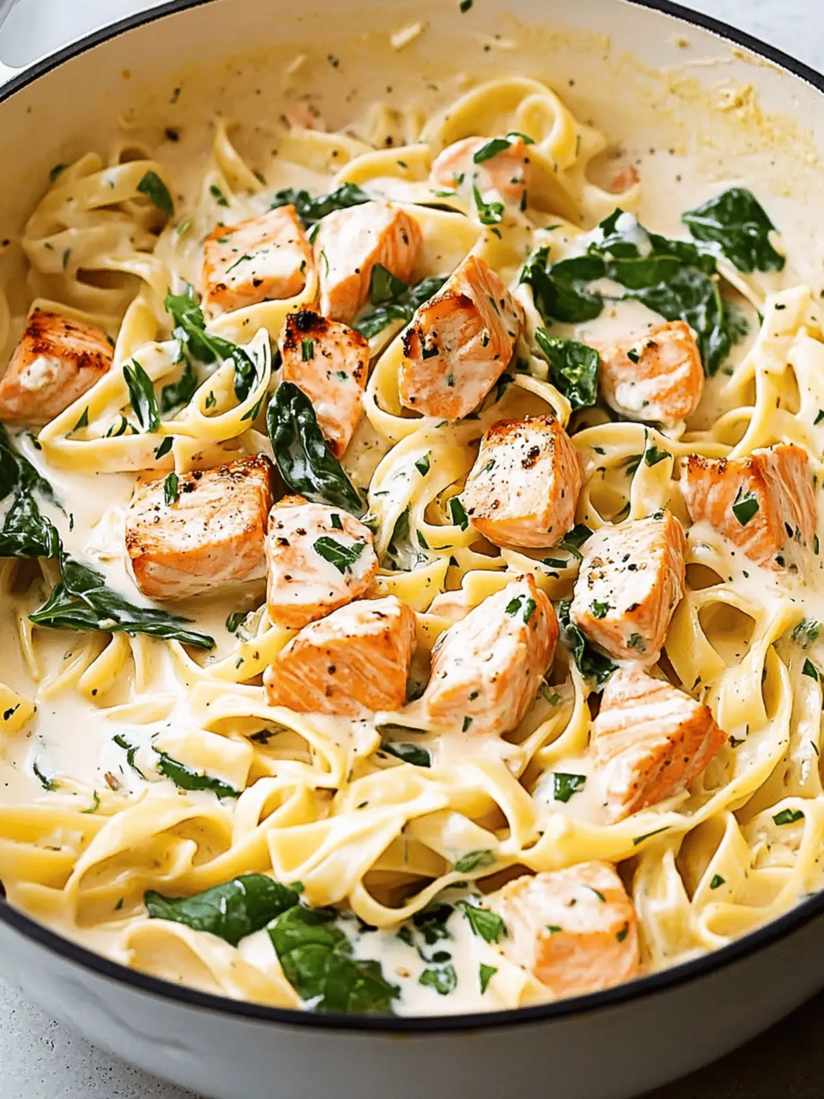 Creamy Salmon Pasta with Mixed Greens
