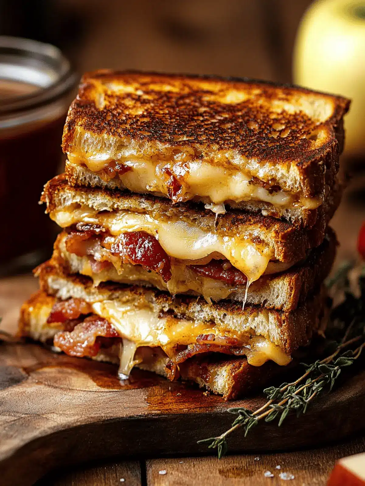 Hot Honey Apple Cheddar Bacon Grilled Cheese