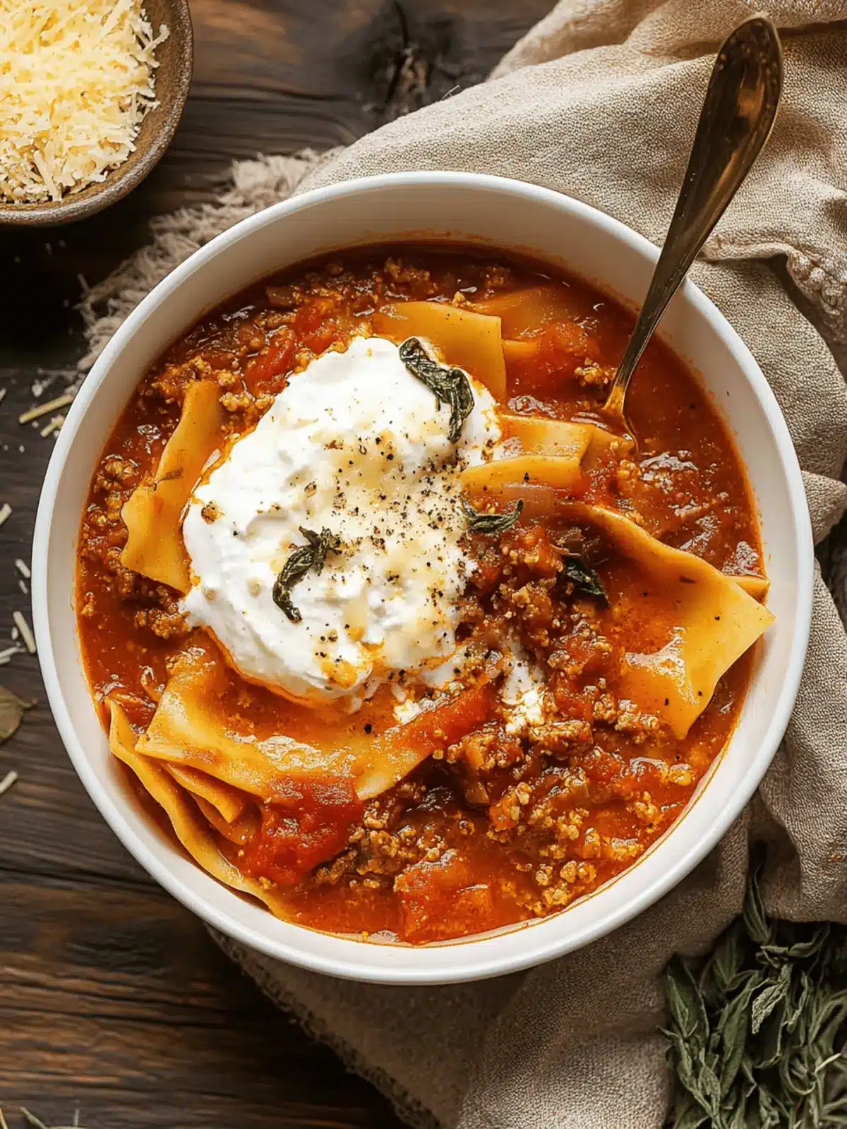 Comforting Vegetarian Lasagna Soup