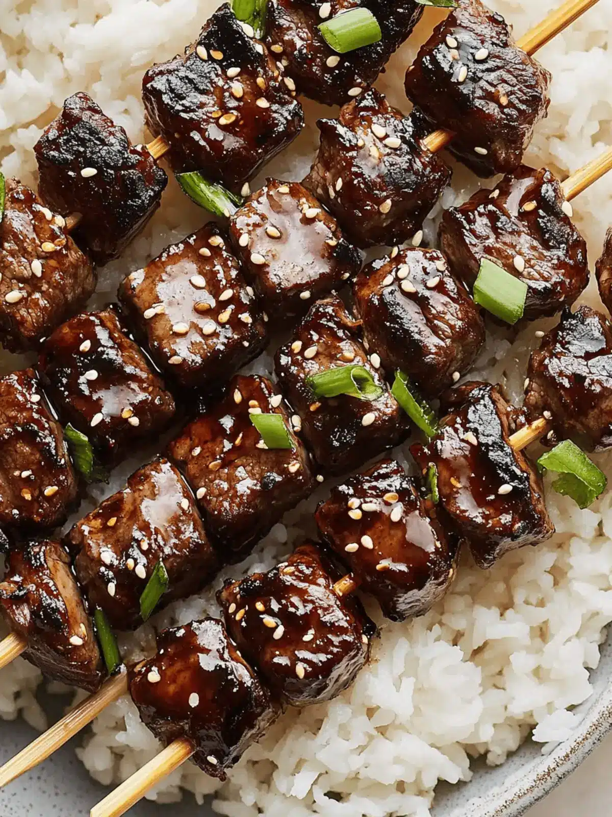 Sticky Soy Steak Skewers