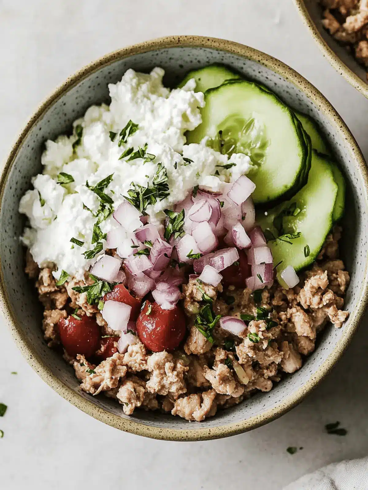 Healthy Greek Ground Chicken Bowls