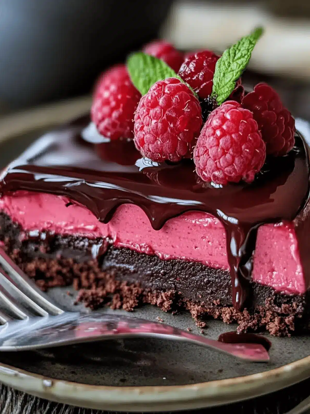 Dark Chocolate Raspberry Cheesecake