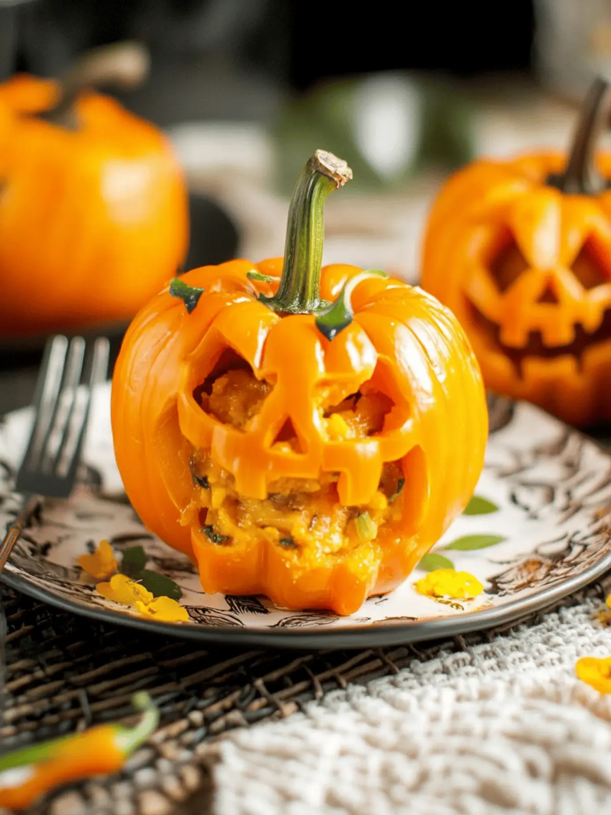 Jack-O-Lantern Stuffed Peppers