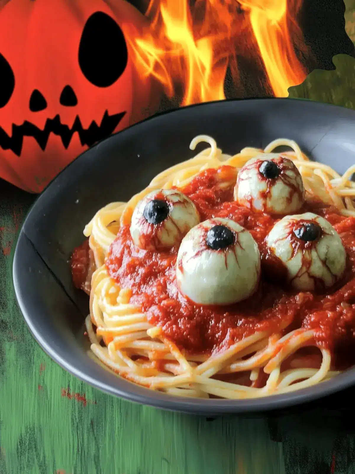Ghoulish Eyeball Pasta With Blood Red Sauce