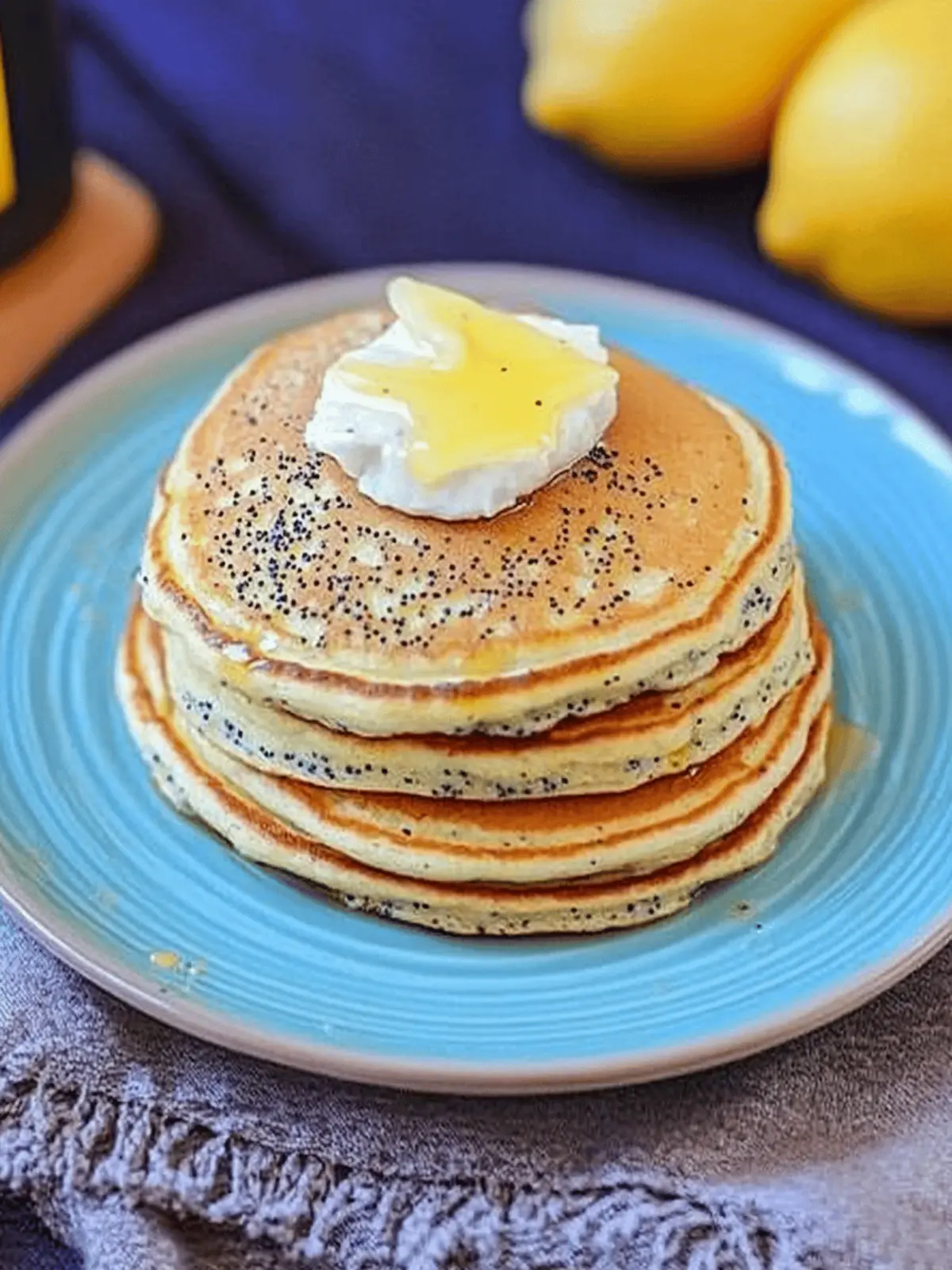 Lemon Poppy Seed Cottage Cheese Pancakes