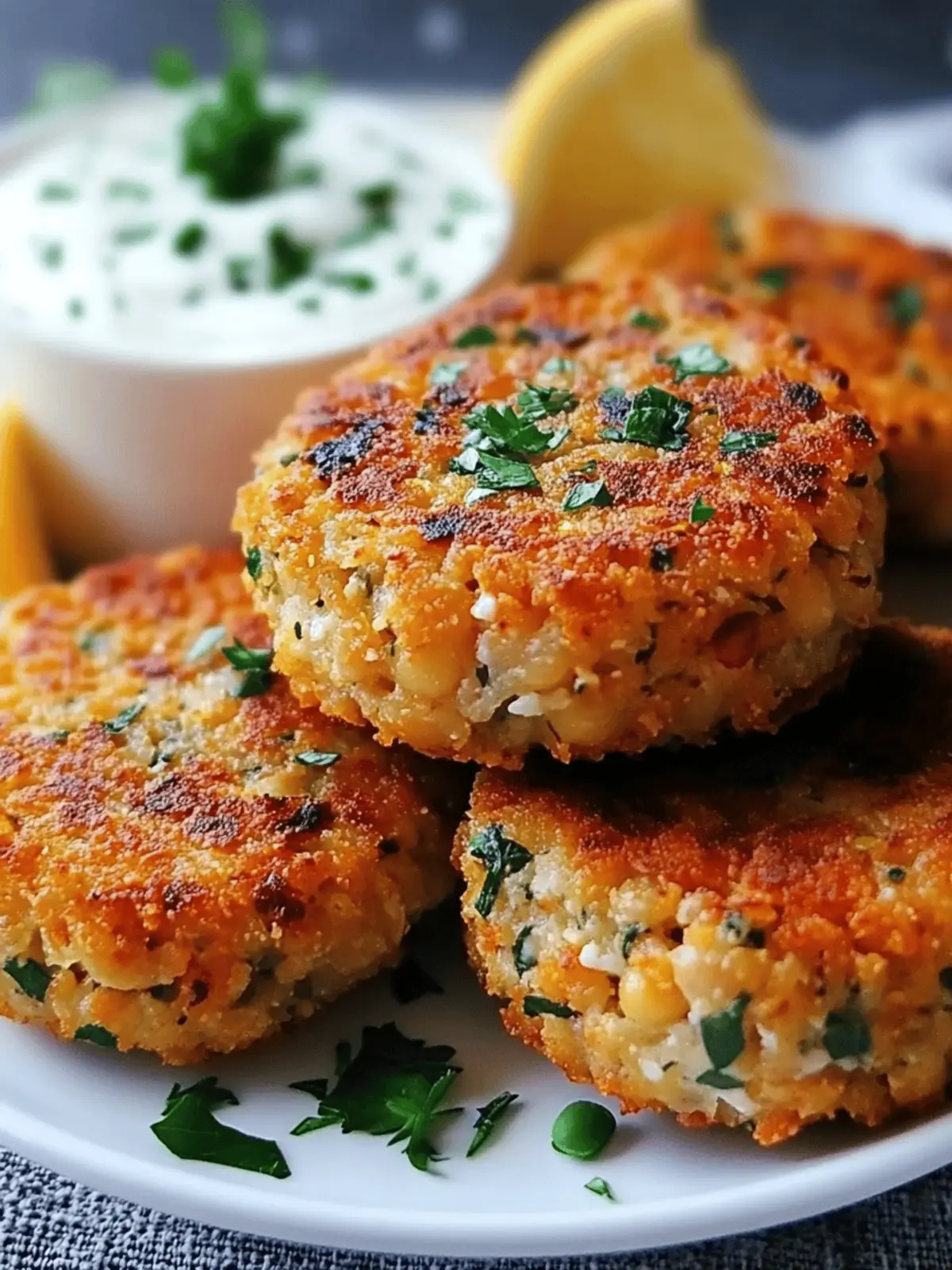 Mediterranean Lemon Chickpea Patties with Yogurt Sauce