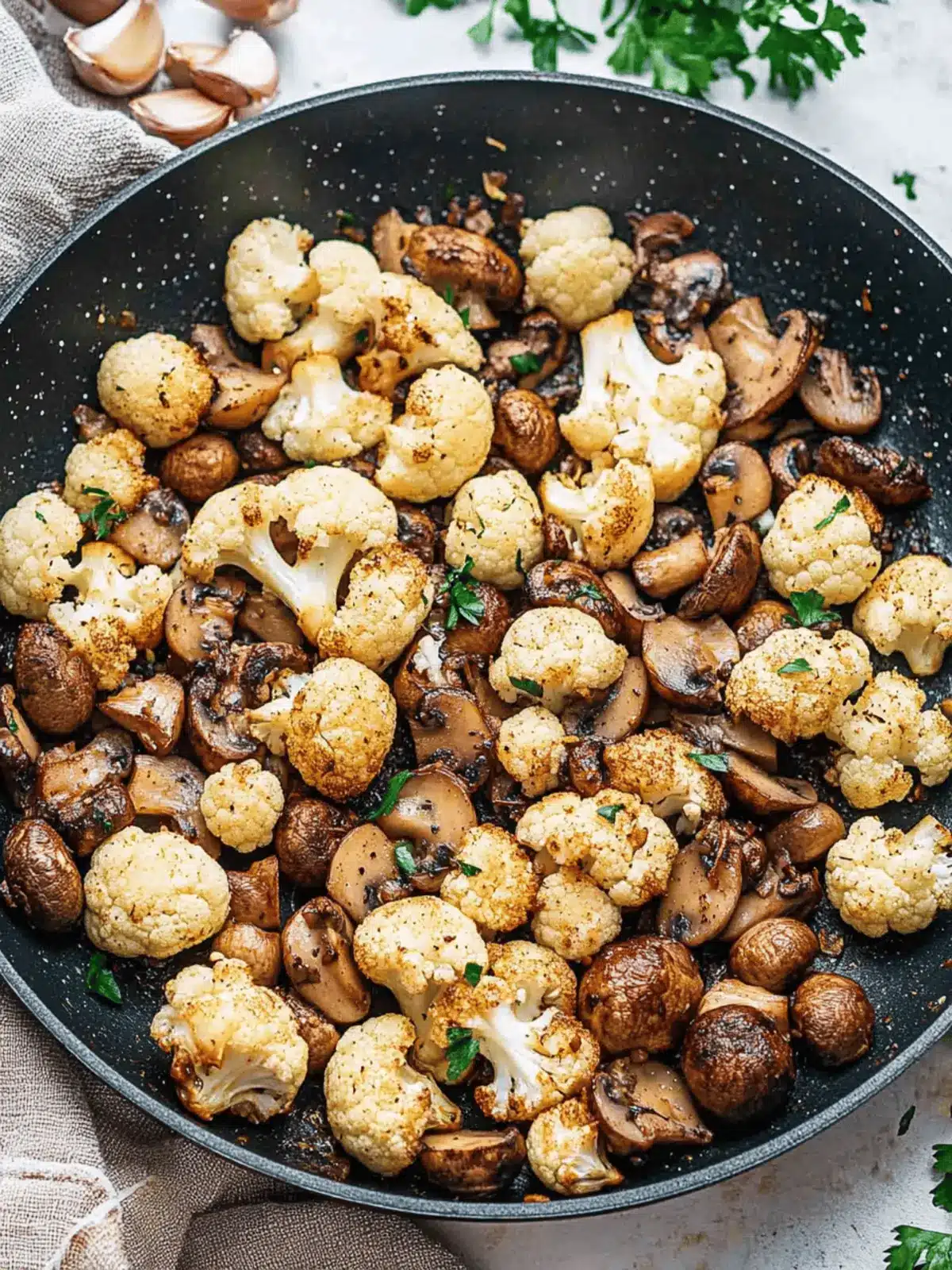 Garlic Cauliflower Mushroom Skillet: Easy Low-Carb Delight 2 Garlic Cauliflower Mushroom Skillet