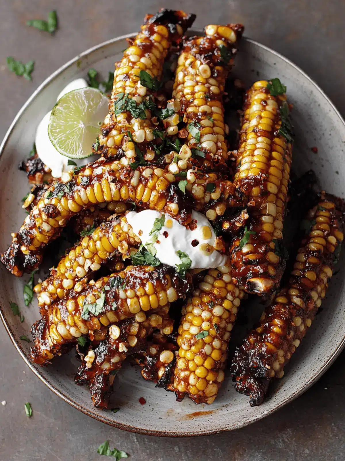 Vegan Corn Ribs with Aleppo Chili Butter & Lime Zest Cream Cheese
