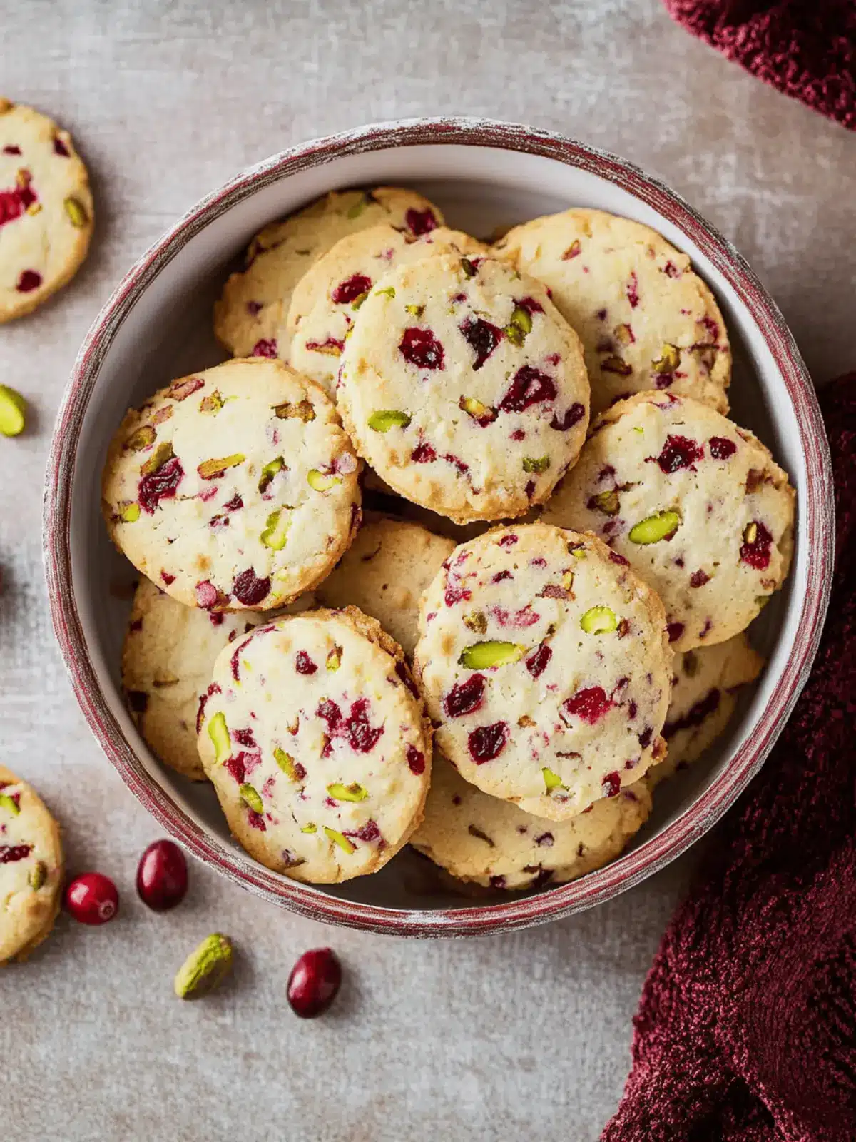 Cranberry Pistachio Shortbread Cookies