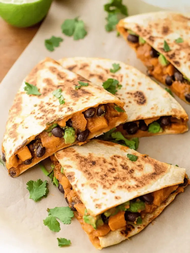 Savory Sweet Potato and Black Bean Quesadillas