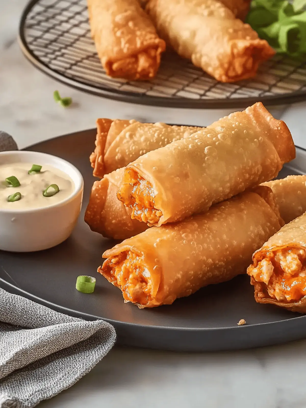 Buffalo Chicken Dip Egg Rolls