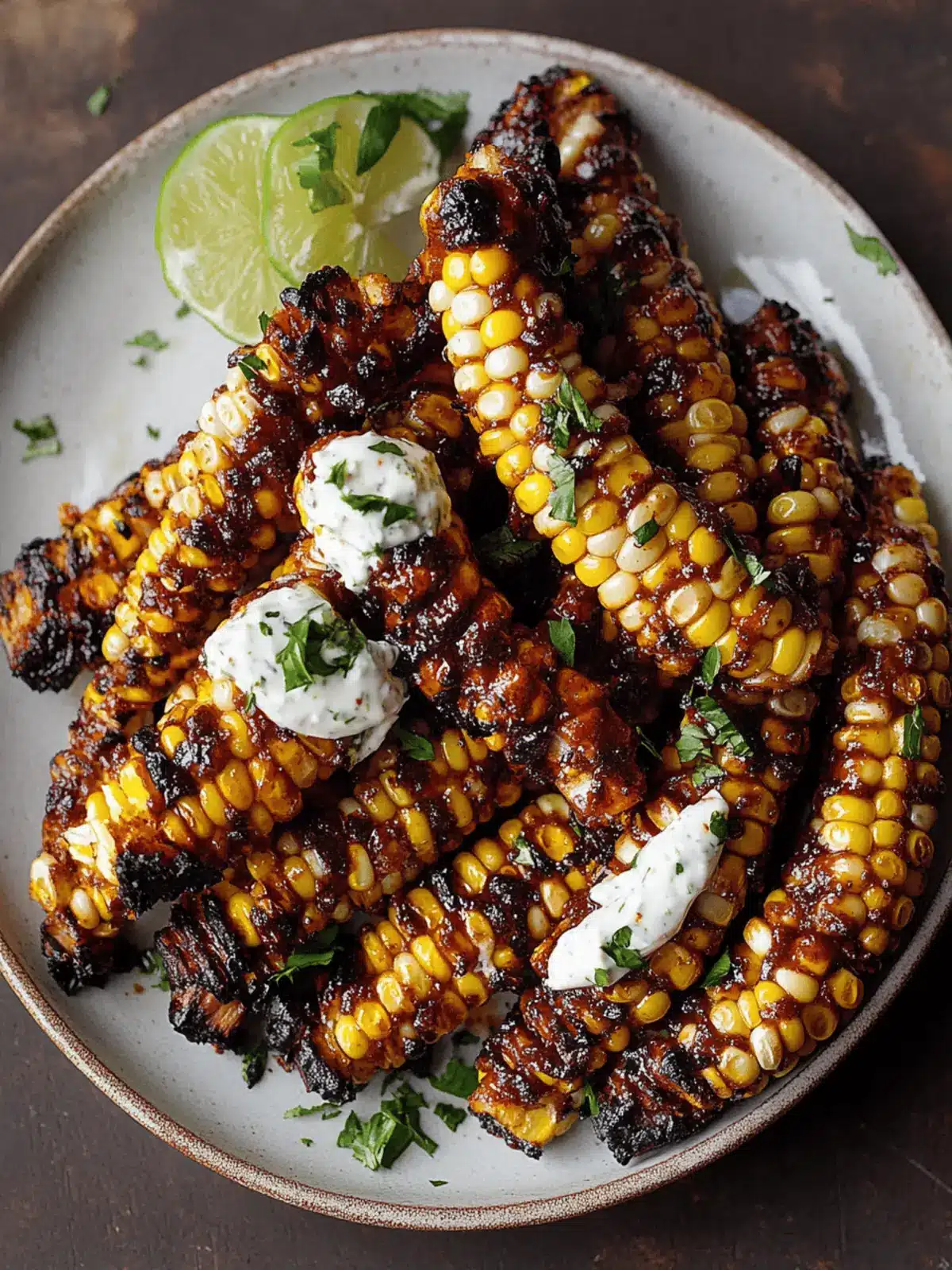Vegan Corn Ribs with Aleppo Chili Butter & Lime Zest Cream Cheese